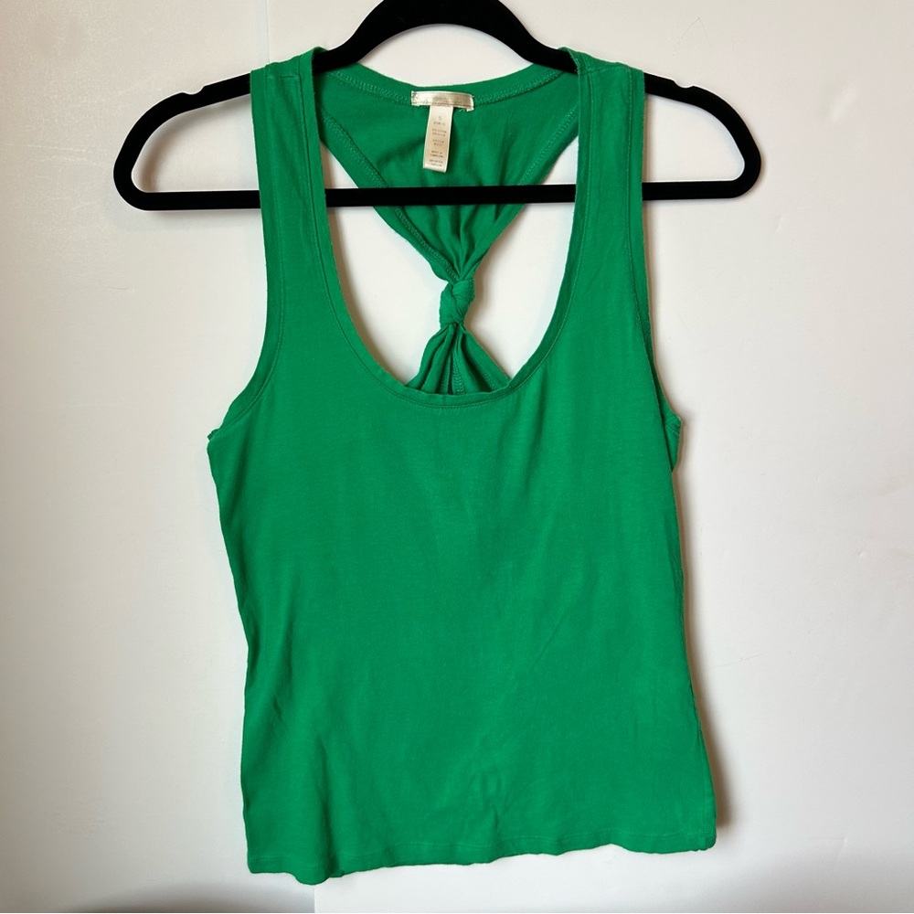 Ambiance Apparel Green Workout Tank Top Racerback Shirt with Back Knot Size S